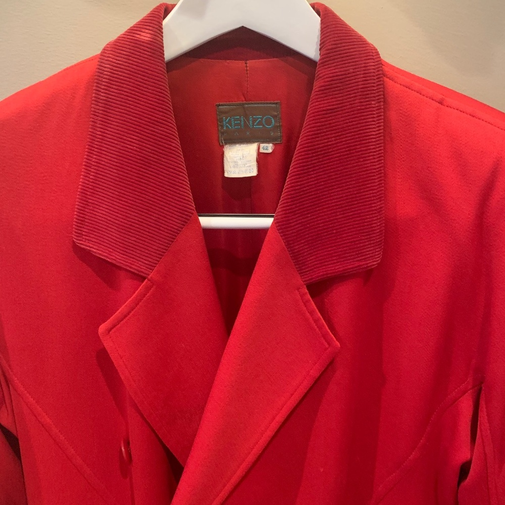 VTG KENZO red wool coat dress